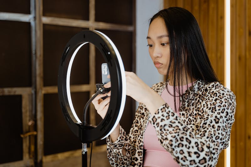 Content creator with ring light